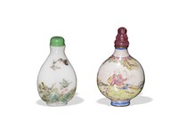 CHI. Enamel & Peking Glass S.B.s, 18-19th C#
