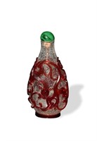 CHI. Peking Glass Chilong Snuff Bottle, 18th C#