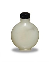 Chinese White Jade Snuff Bottle, 19th C#