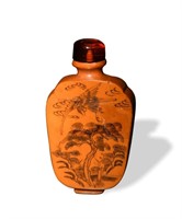 Chinese Carved Bamboo Snuff Bottle, 19th Century