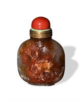 Chinese Carved Agate Snuff Bottle, 18th Century
