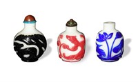 Group of 3 Chinese Peking Glass S.B.s, 19th C#