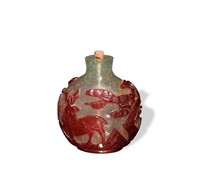 CHI. Peking Glass S.B. w/ Red Overlay, 19th C#