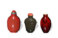 Group of 3  Peking Glass Snuff Bottles,19th C#