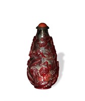 CHI. Red Peking Glass Snuff Bottle, 18-19th C#