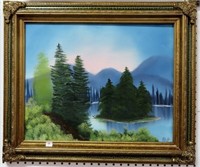 NATURE SCENE BY B.J. - OIL ON CANVAS