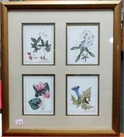 4 FLOWERING PLANT COLAGE PRINT - ALL ARTIST SIGNED