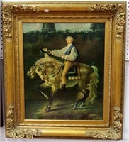 FRENCH HORSE AND RIDER BY R. EDWARD - OIL ON CANVA