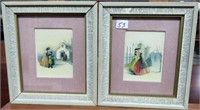 2 MINATURE PRINTS: LADY'S IN THE PARK AND GOING TO