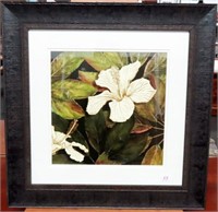 MAGNOLIA PRINT - FRAMED AND MATTED - 21" X 21"