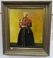 15TH CENTURY LADY IN CAP BY MEDINA - OIL ON CANVAS