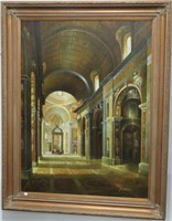 INSIDE THE CATHEDRAL BY Y. TRELEASE - OIL ON CANVA