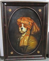 HAND PAINTED DOG IN TURBAN