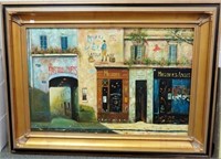FRENCH SHOPPING LANE BY P. LEFEVERE - OIL ON CANVA