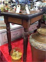 Wicker and wood accent table