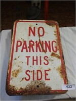 No Parking Heavy Metal Sign - has rust