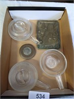 (3) Lidded Glass Soup Bowls & other