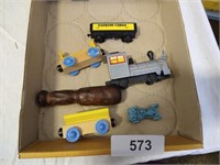 Toy Train Pieces & Tootsie Toy Car