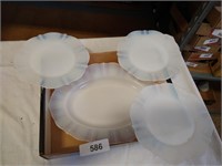 White Depression Platter & (3) Salad Plates