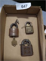 (3) Vintage Locks w/ keys