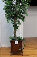 (16" x 16" x 21") Wood Planter With Brass Casters