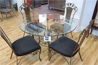 48" Round Glass Top Table With A Heavy Grape