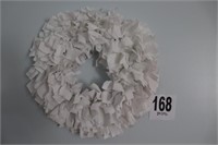 White 18" Rag Wreath (R5)
