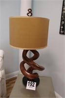 33" Tall Wood Spiral Base Lamp with Shade (R5)