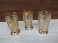 3 Iridescent Marigold Glasses (matches #143)