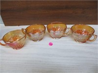 4 Carnival Glass Cups