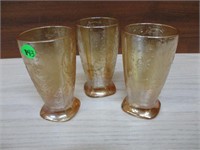 3 Iridescent Marigold Glasses (match  #122)