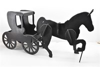 Handcrafted Amish Wooden Horse & Buggy