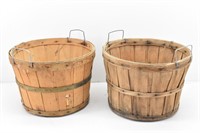 2-Chipwood Fruit Baskets with Wire Handles
