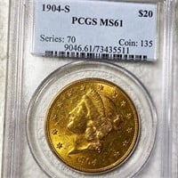 1904-S $20 Gold Double Eagle PCGS - MS61