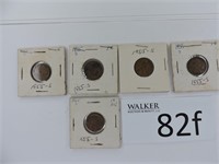 Five U.S. 1955-S Pennies