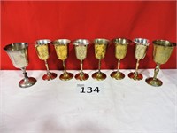 Set of 6 Brass Plated Goblets plus 2