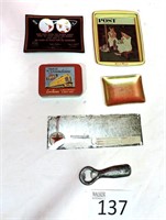 Vintage Tin & Tray Lot, Fossil Watch Wallet New