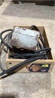 Wooden crate, tool box, heavy duty extension cord