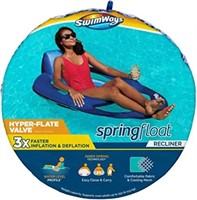 SwimWays Spring Float Recliner Pool Chair Blue