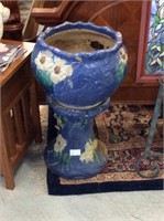 Blue planter on stand