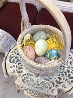 Marble eggs in basket