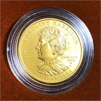 2012-W $10 Caroline Harrison Gold Coin 1/2Oz UNC