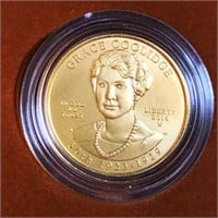 2014-W $10 Grace Coolidge Gold Coin 1/2Oz UNC