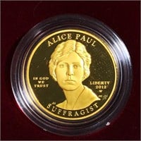 2012-W $10 Alice Paul Gold Coin 1/2Oz PR