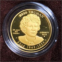 2015-W $10 Bess Truman Gold Coin 1/2Oz PR