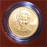 2015-W $10 Lady Bird Johnson Gold Coin 1/2Oz UNC