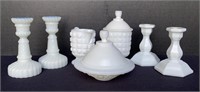 Seven Pieces Doll Sized Milk Glass