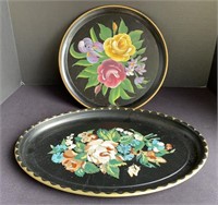 Two Hand Painted Tole Trays