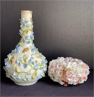 Two Pieces Dresden Bisque Type Vases