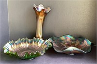 Three Pieces Carnival Glass